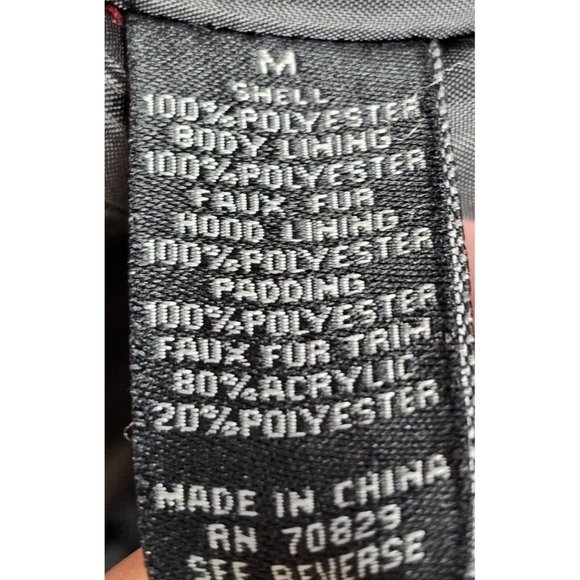 CJ Black Premium Womens Medium Red Zip Up Faux Fur Hood Heavy Winter Coat Jacket - Picture 12 of 14